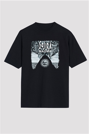 Gojira Baskılı Unisex Siyah Oversize Tişört