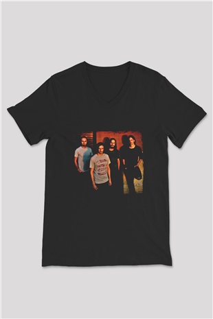 Gojira Baskılı Unisex Siyah V Yaka Tişört