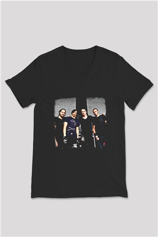 Gojira Baskılı Unisex Siyah V Yaka Tişört