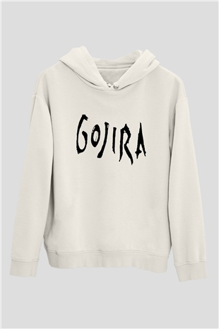 Gojira Beyaz Unisex Kapşonlu Sweatshirt