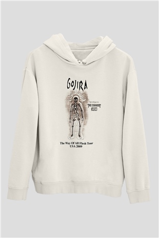 Gojira Beyaz Unisex Kapşonlu Sweatshirt