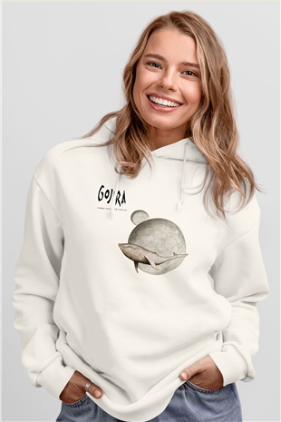 Gojira Beyaz Unisex Kapşonlu Sweatshirt