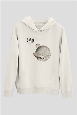 Gojira Beyaz Unisex Kapşonlu Sweatshirt