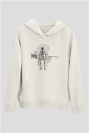 Gojira Beyaz Unisex Kapşonlu Sweatshirt