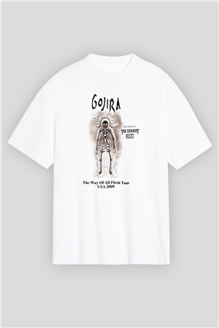 Gojira Beyaz Unisex Oversize Tişört T-Shirt