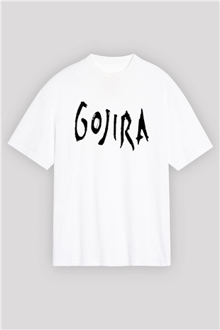 Gojira Beyaz Unisex Oversize Tişört T-Shirt
