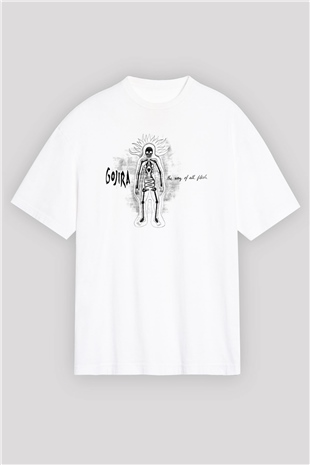 Gojira Beyaz Unisex Oversize Tişört T-Shirt