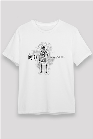 Gojira Beyaz Unisex Tişört T-Shirt - TişörtFabrikası
