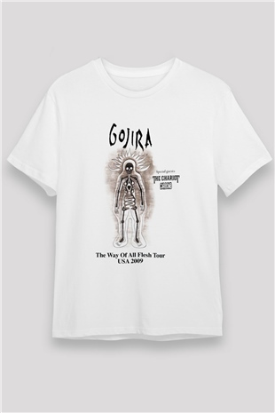 Gojira Beyaz Unisex Tişört T-Shirt - TişörtFabrikası