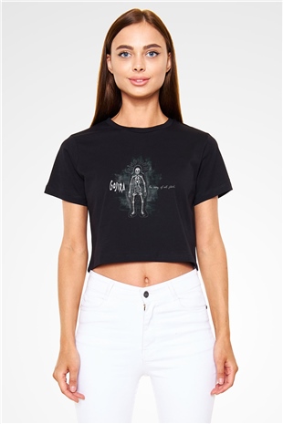 Gojira Siyah Crop Top Tişört