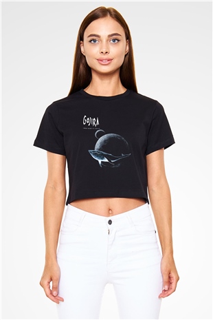 Gojira Siyah Crop Top Tişört