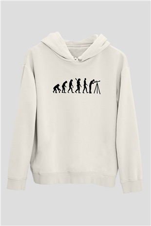 Gökbilimci Beyaz Unisex Kapüşonlu Sweatshirt