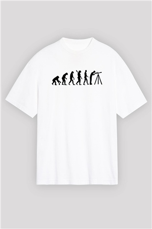 Gökbilimci Beyaz Oversize Tişört Oversize T-shirt - TişörtFabrikası