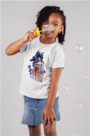 Goku Baskılı Beyaz Unisex Beyaz Çocuk Tişört - Tshirt