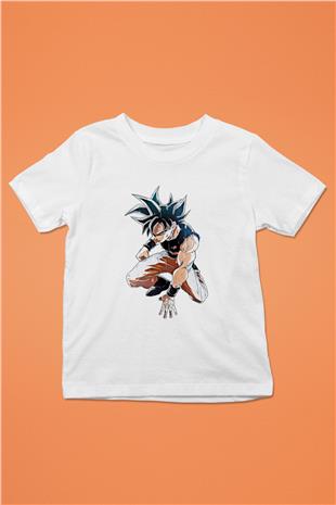 Goku Baskılı Beyaz Unisex Beyaz Çocuk Tişört - Tshirt