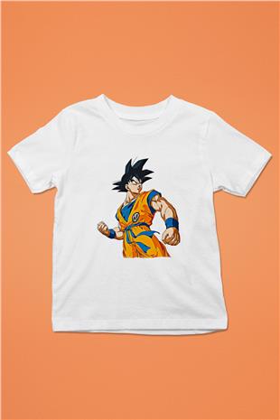 Goku Baskılı Beyaz Unisex Beyaz Çocuk Tişört - Tshirt