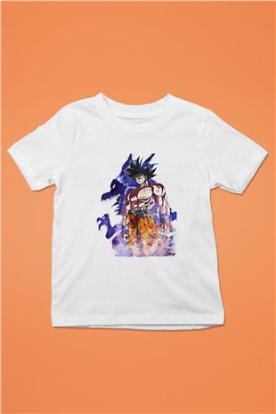 Goku Baskılı Beyaz Unisex Beyaz Çocuk Tişört - Tshirt