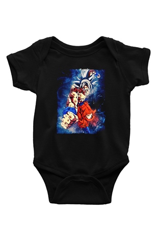 Goku Baskılı Unisex Siyah Bebek Body - Zıbın