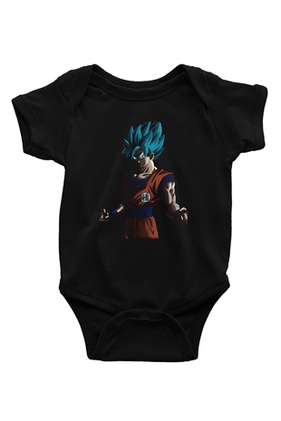 Goku Baskılı Unisex Siyah Bebek Body - Zıbın