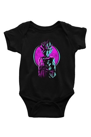 Goku Baskılı Unisex Siyah Bebek Body - Zıbın