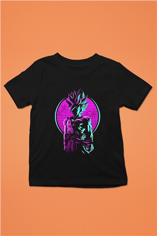 Goku Baskılı Unisex Siyah Çocuk Tişört - Tshirt