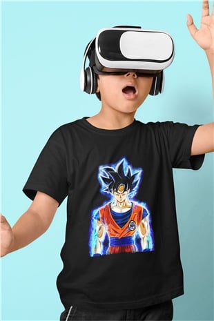 Goku Baskılı Unisex Siyah Çocuk Tişört - Tshirt