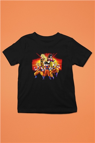 Goku Baskılı Unisex Siyah Çocuk Tişört - Tshirt