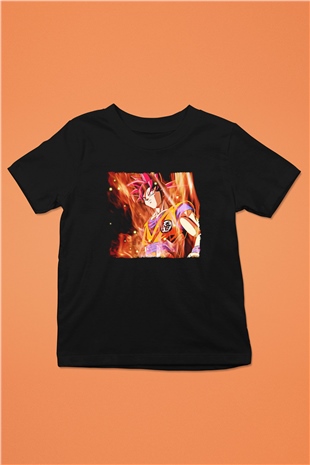 Goku Baskılı Unisex Siyah Çocuk Tişört - Tshirt