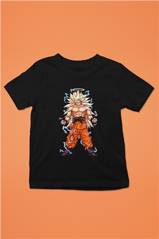 Goku Baskılı Unisex Siyah Çocuk Tişört - Tshirt