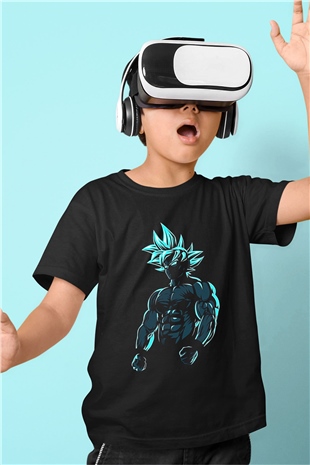 Goku Baskılı Unisex Siyah Çocuk Tişört - Tshirt