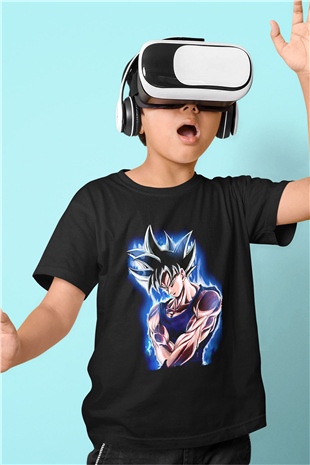 Goku Baskılı Unisex Siyah Çocuk Tişört - Tshirt