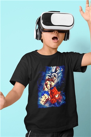 Goku Baskılı Unisex Siyah Çocuk Tişört - Tshirt