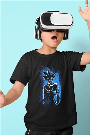 Goku Baskılı Unisex Siyah Çocuk Tişört - Tshirt