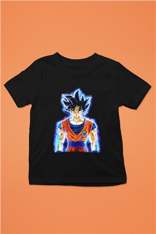 Goku Baskılı Unisex Siyah Çocuk Tişört - Tshirt