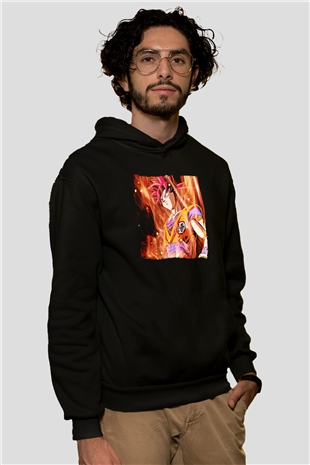 Goku Baskılı Unisex Siyah Hoodie