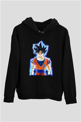 Goku Baskılı Unisex Siyah Hoodie