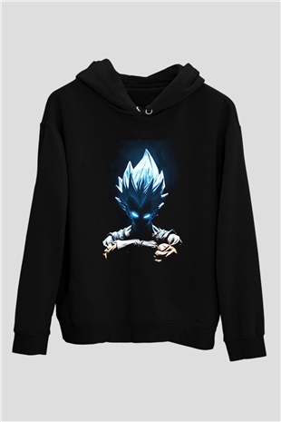 Goku Baskılı Unisex Siyah Hoodie