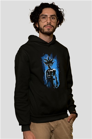 Goku Baskılı Unisex Siyah Hoodie