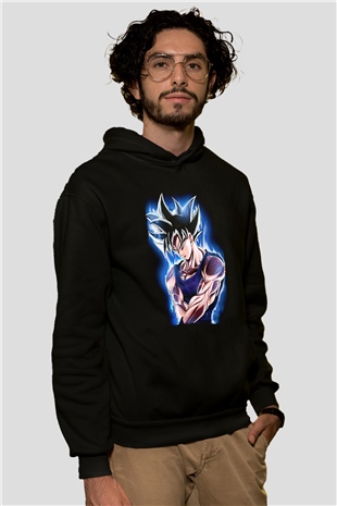 Goku Baskılı Unisex Siyah Hoodie