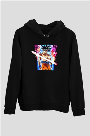 Goku Baskılı Unisex Siyah Hoodie