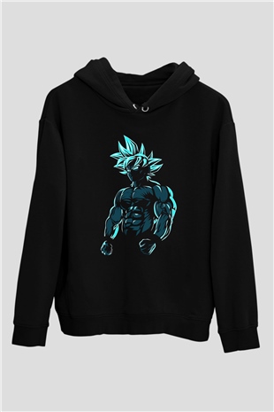 Goku Baskılı Unisex Siyah Hoodie