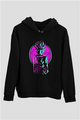 Goku Baskılı Unisex Siyah Hoodie