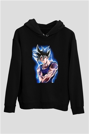 Goku Baskılı Unisex Siyah Hoodie