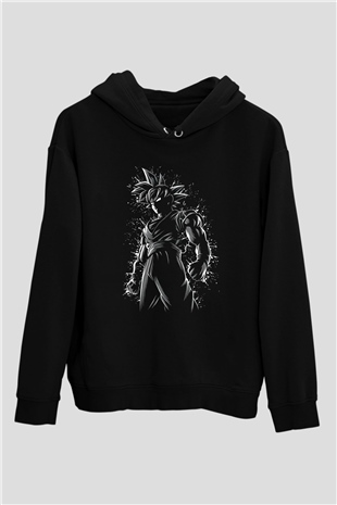 Goku Baskılı Unisex Siyah Hoodie
