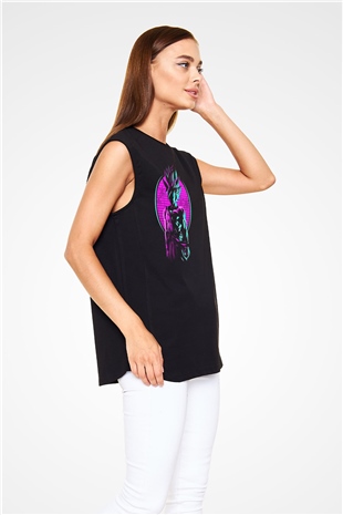 Goku Baskılı Unisex Siyah Kolsuz Tişört - Tshirt
