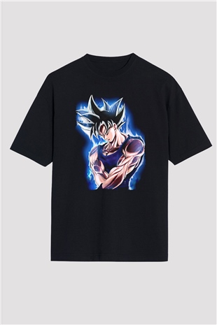 Goku Baskılı Unisex Siyah Oversize Tişört - Tshirt