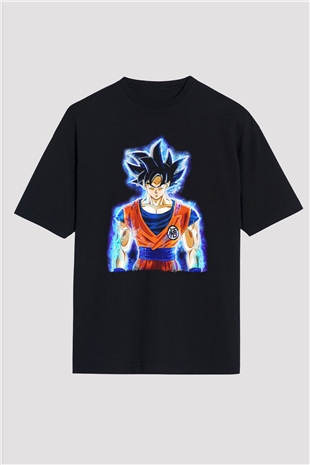 Goku Baskılı Unisex Siyah Oversize Tişört - Tshirt
