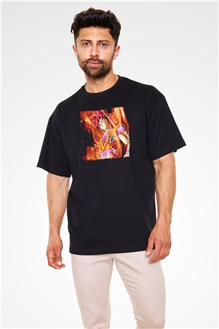 Goku Baskılı Unisex Siyah Oversize Tişört - Tshirt