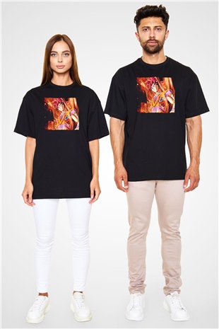 Goku Baskılı Unisex Siyah Oversize Tişört - Tshirt