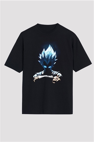 Goku Baskılı Unisex Siyah Oversize Tişört - Tshirt